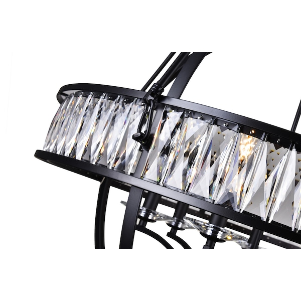 6 Light Chandelier With Black Finish